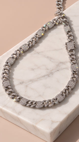 Rhinestone-Pavé Cuban Link Necklace