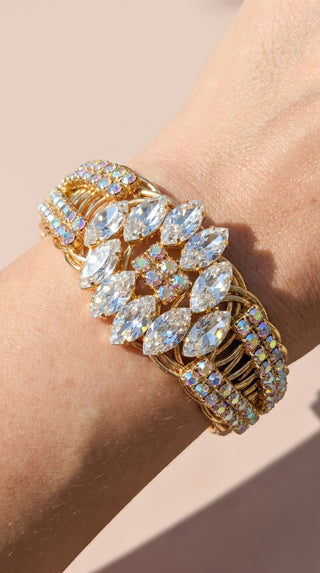 Gold Free Size Wrap Around Crystal Bracelet Cuff