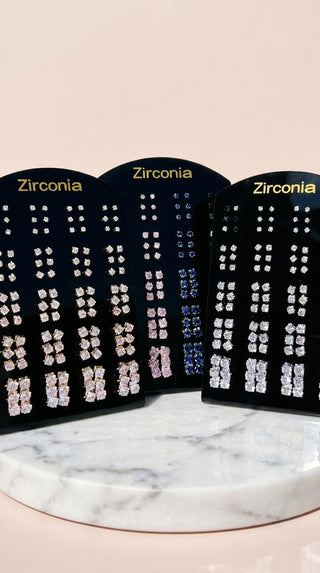 60 Pairs Cubic Zirconia Crystal Stud Earrings