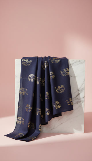 Elephant Shimmer Gold Foil Scarf Pack of 12