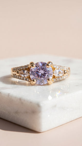 Box Set Of 12 Gold Crystal Rings