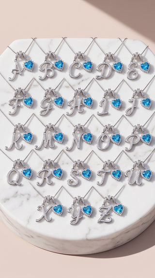 Blue Stone Initial Necklace