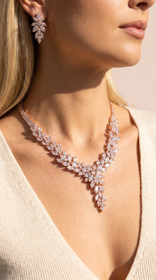 Layered Crystal Statement Necklace & Earrings Set