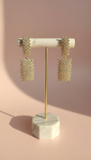 Oblong Layered Drop & Dangle Crystal Earrings