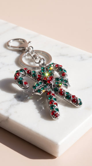 Candy Cane Festive Key Ring & Bag Charm
