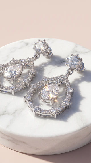Teardrop Studded Drop & Dangle Crystal Earrings