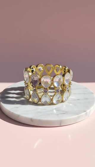 Chunky Mirrored Stretchy Crystal Bracelet