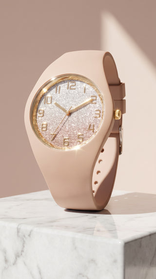 Glitter Dial Silicone Strap Watch