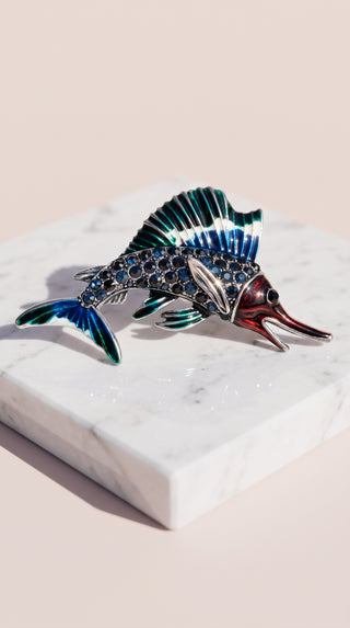 Crystal Fish Brooch