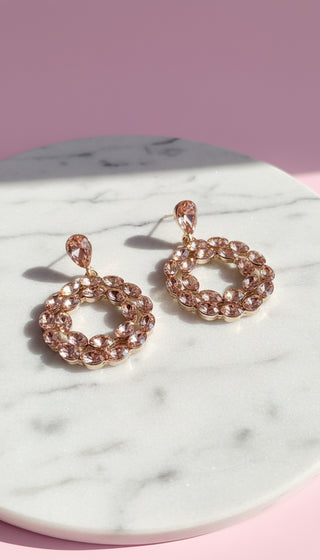 Round Hoop Crystal Drop & Dangle Earrings