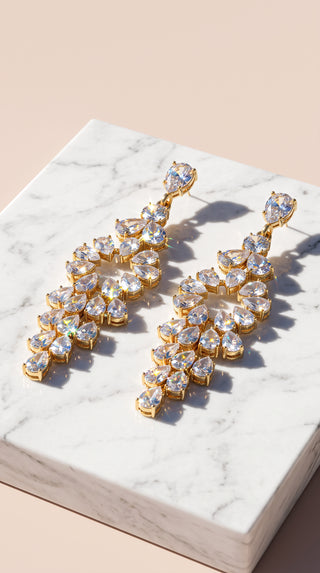 Pear Cut Crystal Drop & Dangle Statement Earrings