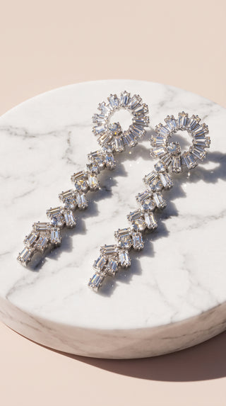 Baguette Cut Crystal Drop & Dangle Statement Earrings