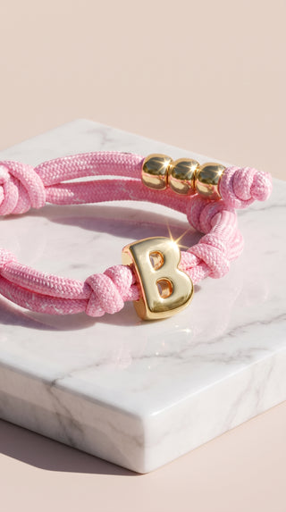 Gold Charm Initial Knotty Pull-Tie Bracelet