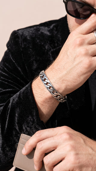 Classic Unisex Chain Cuff Bracelet – Gold & Silver