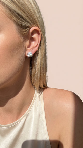 Set Of 12 Round Crystal Stud Earrings