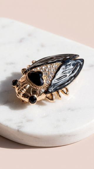 Crystal Beetle Brooch