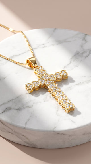 Heart Crystal Cross Symbolic Pendant Necklace