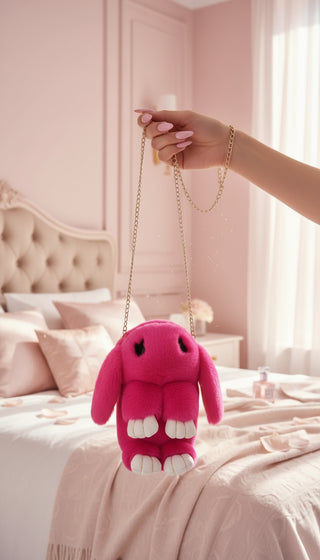 Faux Fur Bunny Rabbit Backpack – Soft Plush Handbag