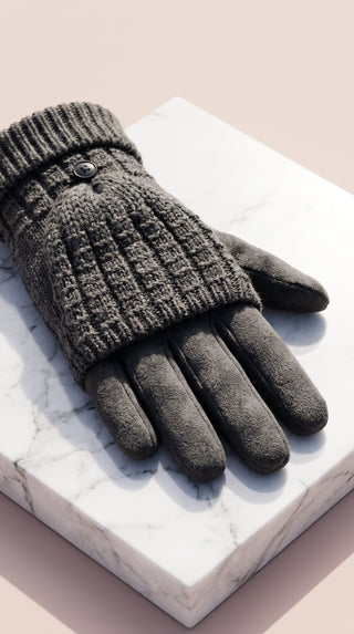 Pack Of 12 Convertible 2 in 1 Knit Gloves & Fold Over Mitten