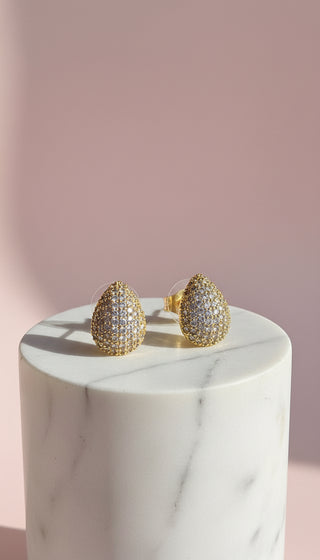 Tear Drop Crystal Pavé Stud Earrings