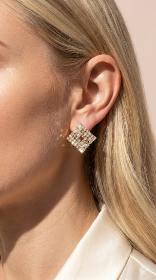 Square Baguette Cut Crystal Stud Earrings