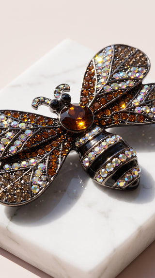 Bee Oversized Crystal Brooch Pin