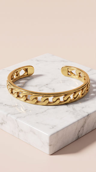 Classic Unisex Chain Cuff Bracelet – Gold & Silver