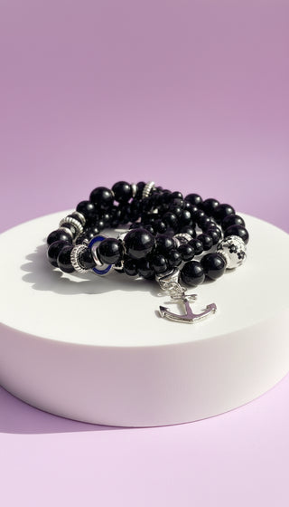 Anchor Charm Ceramic Beaded Bracelet Set
