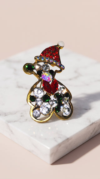 Teddy Bear Christmas Festive Brooch Pin
