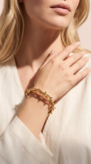 Barbed Wire Gold Plated Stainless Steel Bangle