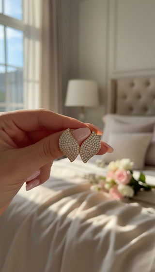 Curved Crystal Stud Earrings