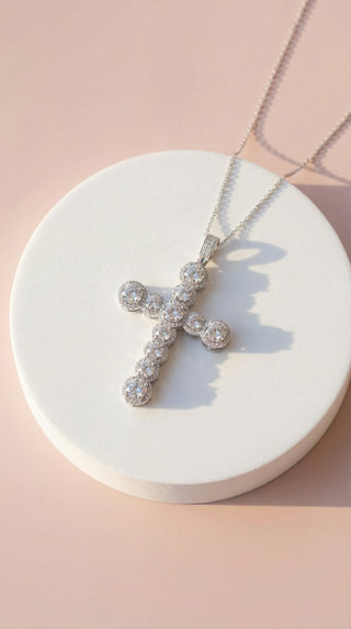 Iridescent Rainbow Crystal Cross Necklace