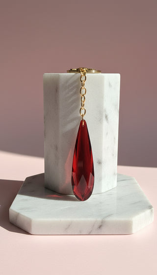 Faceted Glass Tear Drop KeyRing