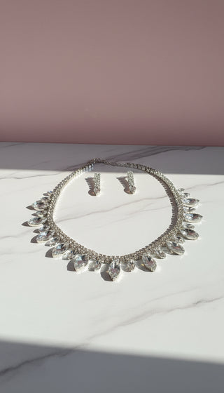 Hollywood Style Statement Crystal Necklace & Earrings Set