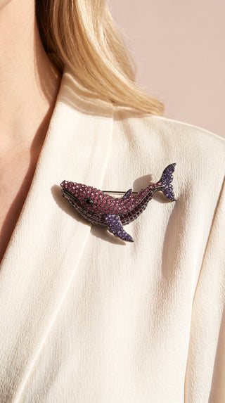 Whale Crystal Statement Brooch Pin
