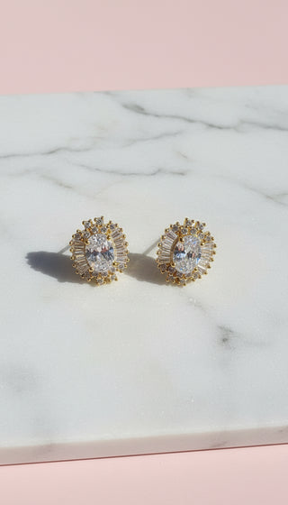 Clustered Crystal Stud Earrings
