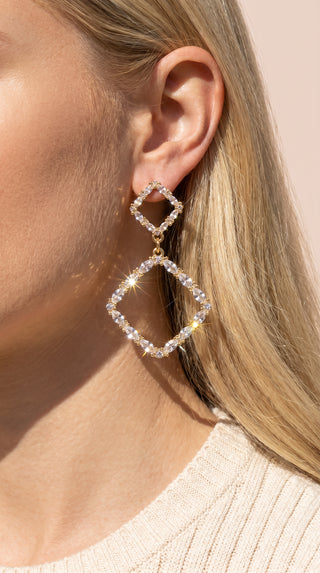 Square Layered Crystal Drop & Dangle Earrings