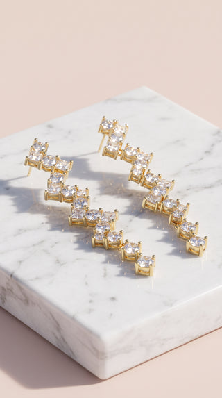 Zig Zag Crystal Drop & Dangle Statement Earrings