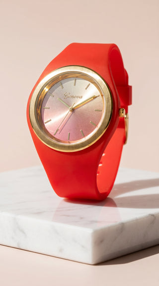 Gradient Face Silicone Geneva Watch
