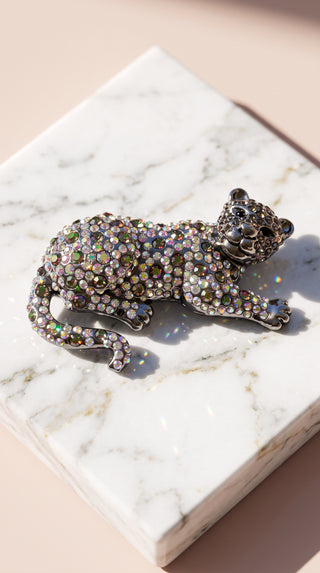 Crystal Leopard Brooch – Sparkling Animal Statement Pin
