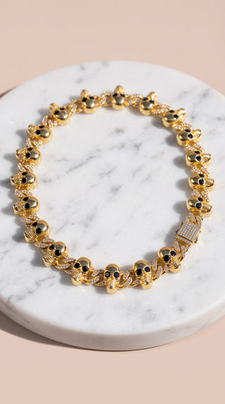 Skull Link Crystal Clasp Necklace