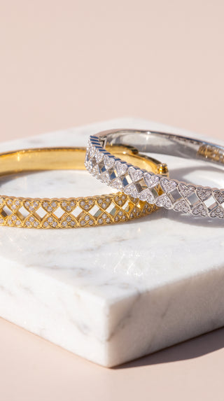 Heart Link Crystal Bangle
