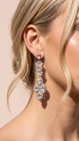 Gold Teardrop Crystal Drop & Dangle Statement Earrings