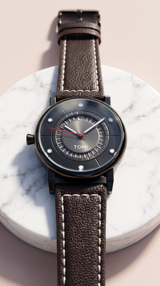 Classic Black Leather Look Watch