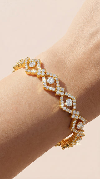 Gold Wavey Crystal Tennis Bracelet