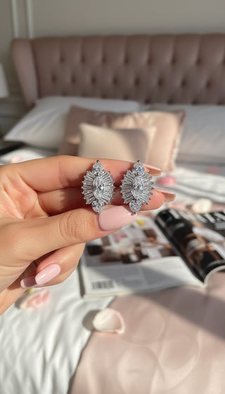 Art Deco Inspired Crystal Cluster Stud Earrings