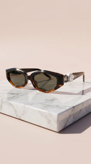 Sculpted Frame Crystal Detail Sunglasses