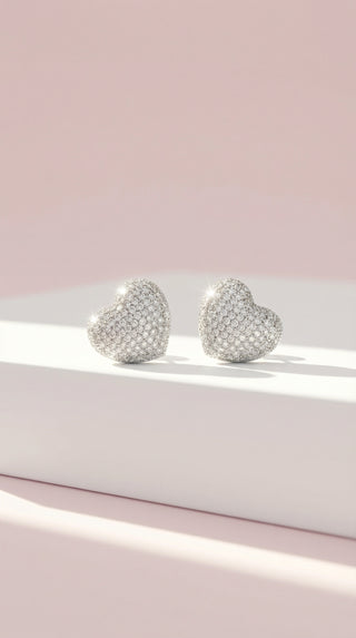 Heart Crystal Pavé Stud Earrings