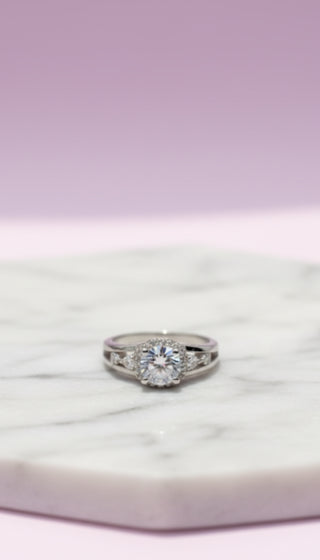 Curved Crystal Ring Silver Box set of 12