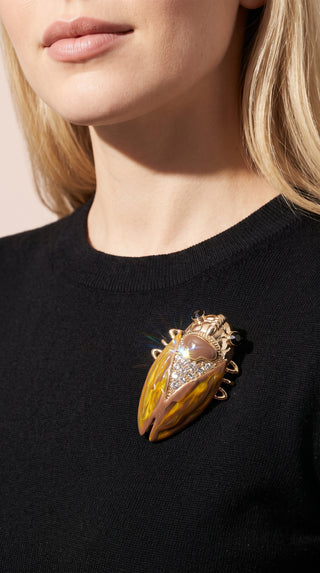 Crystal Beetle Brooch